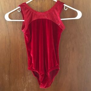 Lizartards Red Tank Velvet Leotard